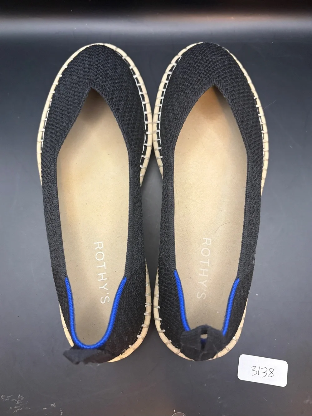 Rothys Black knit Slip-On Espadrille Flats EUC Size 8